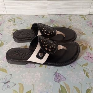 Brighton Alexa Thong Womens Sandals Black N White Size 6M